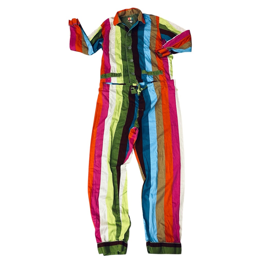 Tepper Jackson Multicolor Striped Pajama Set Rainbow Long Sleeve Button Up S